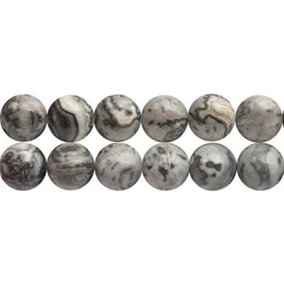 Image of Natural Map Picasso Jasper Black Gray Stone Beads 4mm Sold by One Strand APX 90 Pcs Hole Size 1mm