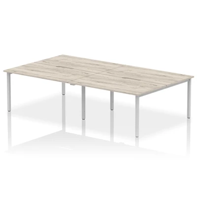 Image of Evolve Plus 1400mm B2B 4 Person Desk Grey Oak Top Silver Frame