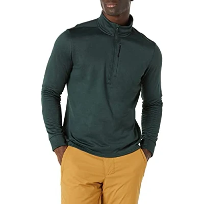 Image of Amazon Essentials Men&#039;s Performance Ski Midlayer Quarter Zip, Green, XL