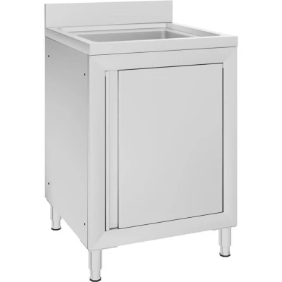 Image of vidaXL Commercial Kitchen Sink Cabinet 60x60x96 cm Stainless Steel