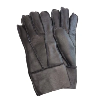 Image of Infinity Leather Unisex Black Sheepskin Gloves with Roll Up/Down Cuff