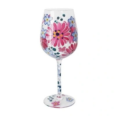 Image of Lesser &amp; Pavey Pink Gerbera Wine Glass Lovely Gift for Women Men Designed by Lynsey Johnstone Luxury Every Occasions