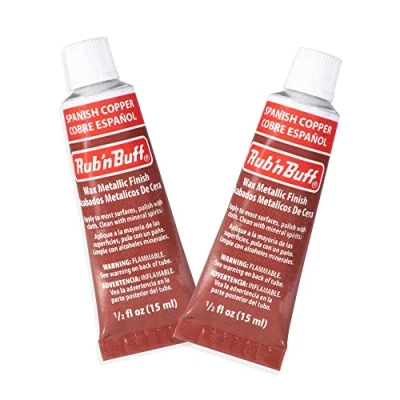 Image of AMACO Rub n Buff Wax Metallic Finish 2 Spanish Copper 15ml Tubes Versatile Gilding for Finishing Furniture Antiquing and Restoration Colors Set of Two
