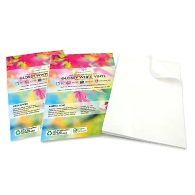 Image of Evergreen Goods Sheets Waterproof A4 Vinyl (PVC) Glossy White Self Adhesive Printing Paper Sticker for Inkjet and Laser Printers