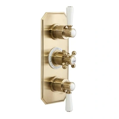 Image of Milano Elizabeth Traditional 3 Outlet Concealed Diverter Thermostatic Mixer Shower Valve Brass