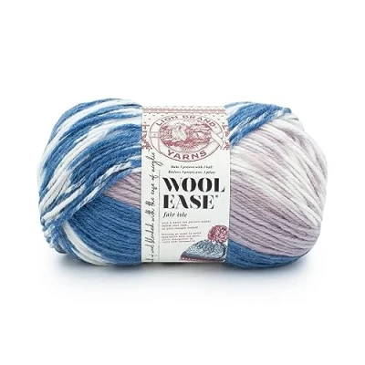 Image of Lion Brand Yarn Wool Ease Fair Isle Yarn, Denim/Lilac