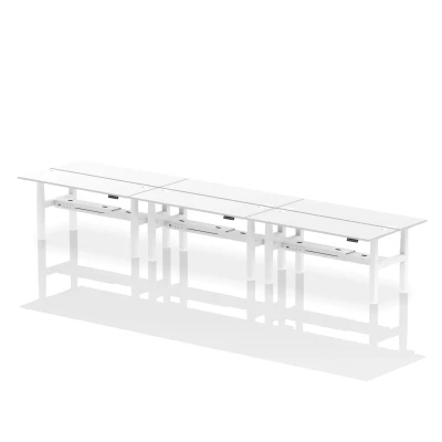 Image of Air B2B 1800x600mm Height Adjustable 6P Bench Desk CP White/White