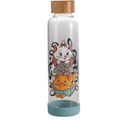 Image of Disney Half Moon Bay The Aristocats Glass Water Bottle 500ml Travel Gifts