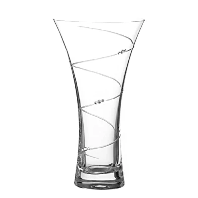 Image of DIAMANTE Swarovski Hollow Sided Vase ‘Swirl’ Crystal Trumpet Lead Free Glass (25cm)