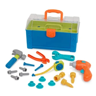 Image of Battat Busy Builder Tool Box Durable Kids Set Pretend Play Construction Kit for 3 years+ (20 Pcs)