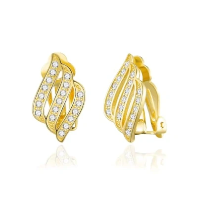 Image of Philip Jones Gold Plated Triple Row Clip On Earrings Created with Zircondia® Crystals