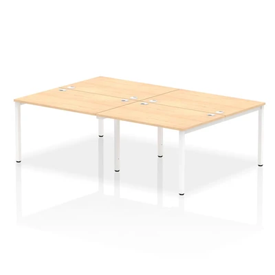 Image of Impulse Bench B2B 4 Person 1200 White Frame Office Desk Maple