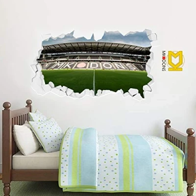 Image of Beautiful Game Official MK Dons Football Club Stadium Main Stand View Smashed Wall Sticker Decal Vinyl Poster Print (60cm x 30cm)