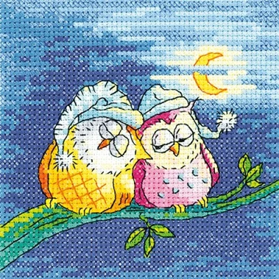 Image of Heritage BFNO1432 A Counted Cross Stitch Kit Aida Night Owls 11x11cm