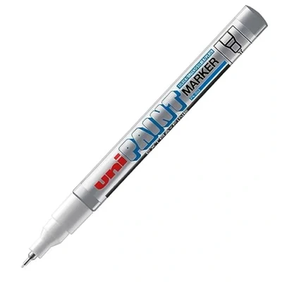 Image of Uni Coloured Extra Fine (0.8mm) PX 203 Silver Oil Paint Marker Pen Metal Glass Wood Plastic Stone Outdoor Nib Tip (Pack Of 1)