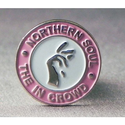 Image of Metal Enamel Pin Badge MOD Scooter Northern Soul &#039;In Crowd&#039; (Pink &amp; White)
