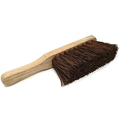 Image of Srendi® Large Strong Metal Dustpan and Brush Set Soft or Stiff Black Dust Ash Pan Coco Fibre Hand Heavy Duty Solid FSC Wood, Sweeping Scrubbing Wooden Brushes (Single Hard Brush)