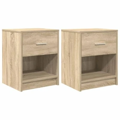 Image of vidaXL Bedside Cabinets/Nightstands Modern Sonoma Oak, Engineered Wood, 40x34x50 cm, Bedroom Storage