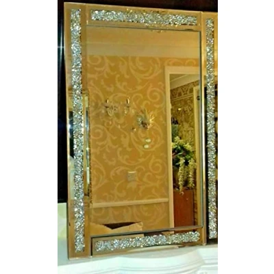 Image of Biznest Crushed Jewel Wall Mirror Loose Diamante Home Decor Gift (40X60 Cm)