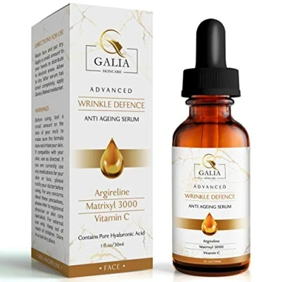 Image of Powerful Anti Aging Face Serum: Matrixyl 3000 + Argireline Peptide Vitamin C Serum with Organic Hyaluronic Acid, for Wrinkles, Fine Lines, Sun Spots, Most Triple Combination
