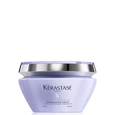 Image of Kérastase Blond Absolu, Anti Brass Purple Hair Mask, For Lightened &amp; Highlighted Cool Blonde Hair, With Hyaluronic Acid Edelweiss Flower, Masque Ultra Violet, 200ml