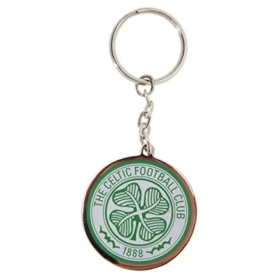 Image of Celtic FC Official Metal Football Crest Keyring (One Size) (Silver/White/Green)