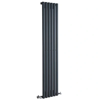 Image of Milano Aruba Anthracite Vertical Single Oval Panel Radiator 1600mm x 354mm