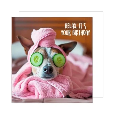 Image of Edition Seidel Premium Square Birthday Card with Envelope Greeting Happy For Her Female Daughter Mum Grandma Friend Colleague Relax Cat (GQ160 SW024)