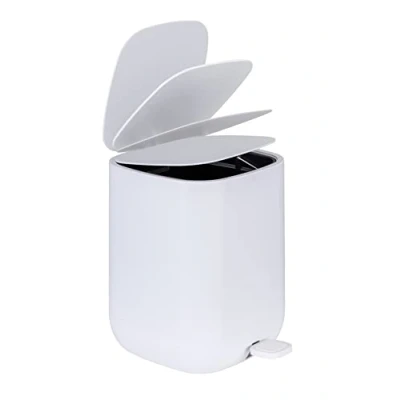 Image of WENKO Pedal bin Davos, White 5L Cosmetic bin, waste Capacity: 5 l, Polypropylene, 23.5 x 26 27.5 cm,