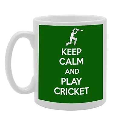 Image of Coralgraph Inc MG754 Keep Calm and Play Cricket Novelty Gift Printed Tea Coffee Ceramic Mug
