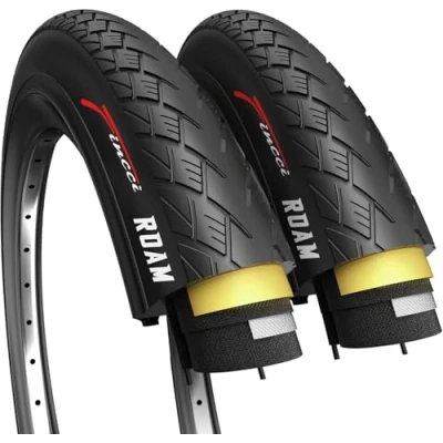 Image of Fincci Pair 700 x 38c Tyres, 40 622, with Antipuncture Protection Pack of 2, Ideal for Electric, Road, Mountain, MTB, and Hybrid Bikes