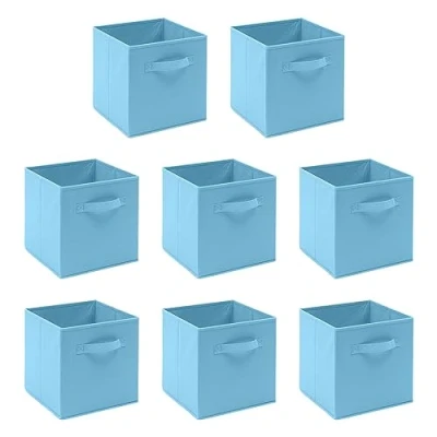 Image of BOJU 8pcs Foldable Canvas Storage Box for Clothes Wardrobe Fabric Unit Cube Basket Bin Kids Toy Nursery