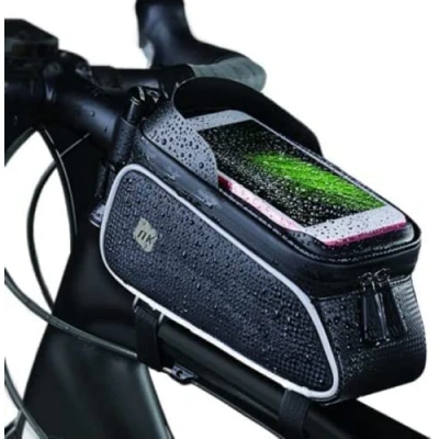 Image of NK Bicycle Handlebar Bag Bike Storage with Holder for Mobile/Smartphone, Waterproof, Touch Window Up to 7 Inches, Pocket, Sunproof, Headphone Slot