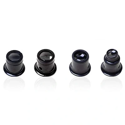 Image of Loupe Eyeglass Set of 4 Different Strengths Watchmakers Tool 5X, 10X,15X, 20X Magnification Jewellers Watchmaker Eye Magnifying Glass Set(Black)