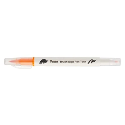 Image of Pentel Brush Sign Pen Twin Tip Ochre Pack of 10