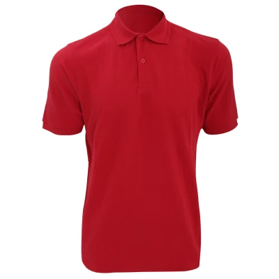 Image of Russell Athletic Mens Ripple Collar &amp; Cuff Short Sleeve Polo Shirt (Bright Red) Size Small