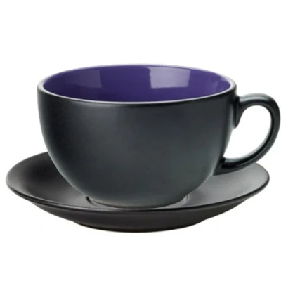 Image of Utopia Tableware Barista Cappuccino Cup &amp; Saucer Indigo 14oz / 400ml Porcelain Cups Saucers