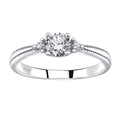 Image of SILVEGO JJJR1189 Women 925 Sterling Silver Engagement Ring with Swarovski Zirconia