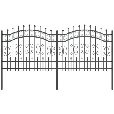 Image of vidaXL Garden Fence Grey 140 cm Powder coated steel