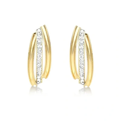 Image of Carissima Gold Women&#039;s 9ct Yellow Cubic Zirconia Triple Band Stud Earrings