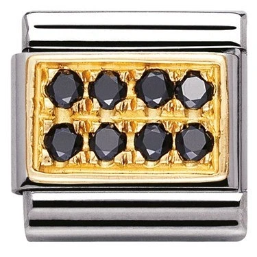 Image of Nomination 18ct Gold and Black Cubic Zirconia Classic Charm Stainless Steel