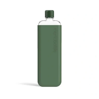 Image of memobottle Slim (Moss Green) Bundle 15oz (450ml) Bottle, silicone sleeve &amp; lid Sleek, Flat Water Bottle for Bags BPA Free Tritan Modern Ideal Daily Use