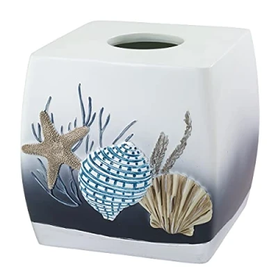 Image of Avanti Linens Tissue Box Cover, Oceanscape Inspired Bathroom Accessories (Blue Lagoon Collection)