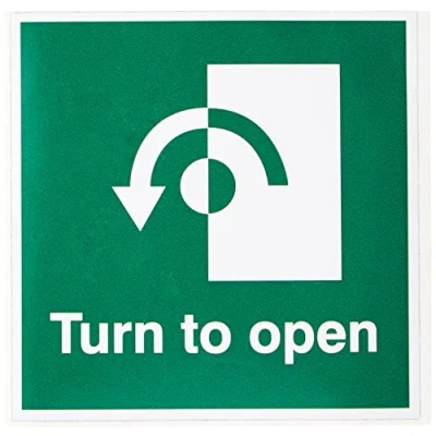 Image of Seco Turn to Open Anti clockwise Arrow Sign, 100mm x Self Adhesive Vinyl