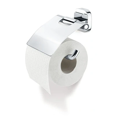 Image of Tiger Ramos Toilet Roll Holder with Cover, Stainless Steel, Chrome, 13.6 x 12.2 4.8 cm