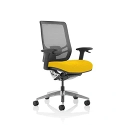 Image of Ergo Click Bespoke Fabric Seat Senna Yellow Black Mesh Back