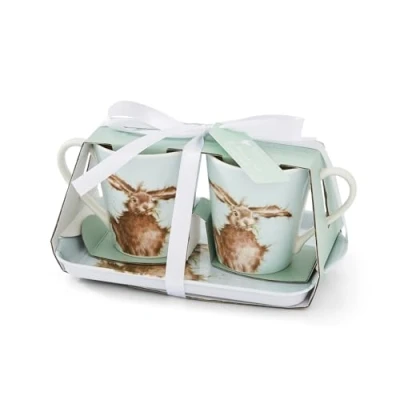 Image of Wrendale Designs &#039;Hare Brained&#039; Hare Mug &amp; Tray Set