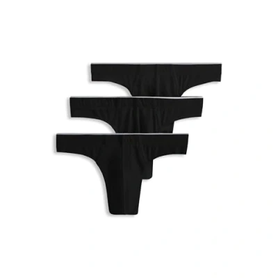 Image of Jockey Men&#039;s Underwear Casual Cotton Stretch Thong 3 Pack, Black Night, XL