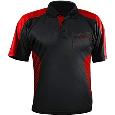 Image of Harrows Vivid Dart Shirt Breathable with Pocket Small to 5XL (Black &amp; Fire Red, 5XL)