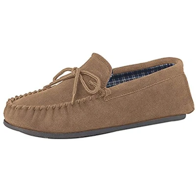 Image of Mokkers Mens Bruce Real Suede Moccasin Slippers (11 UK) (Taupe)